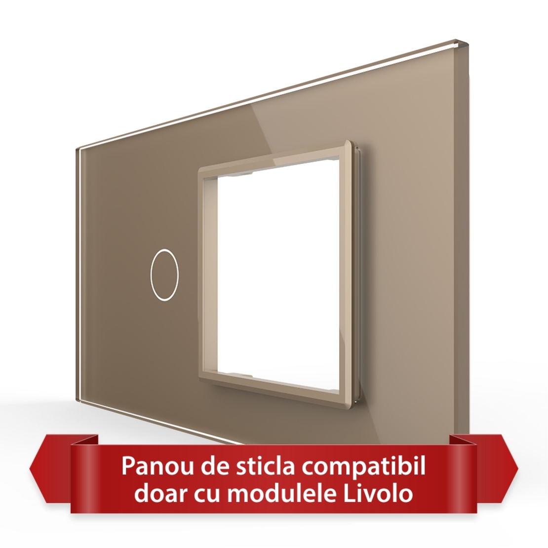 Panou Intrerupator Simplu cu Priza LIVOLO din Sticla, Standard Italian - 4M, auriu