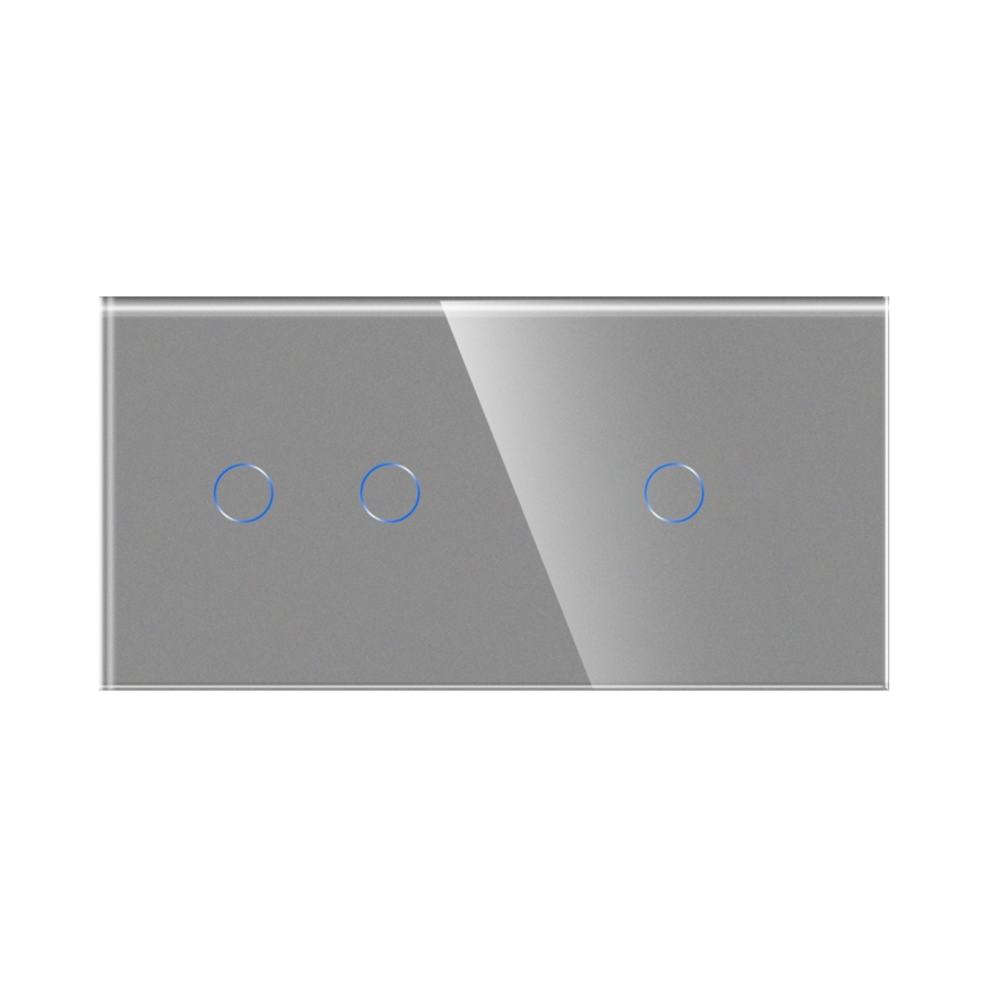 Panou Intrerupator Dublu + Simplu cu Touch Din Sticla LUXION, gri