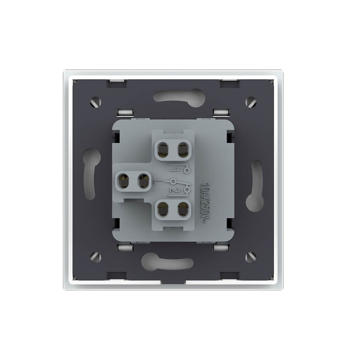 Intrerupator Simplu Mecanic si Cap Scara , 2 Module LIVOLO cu Rama din Sticla - Serie Noua, alb