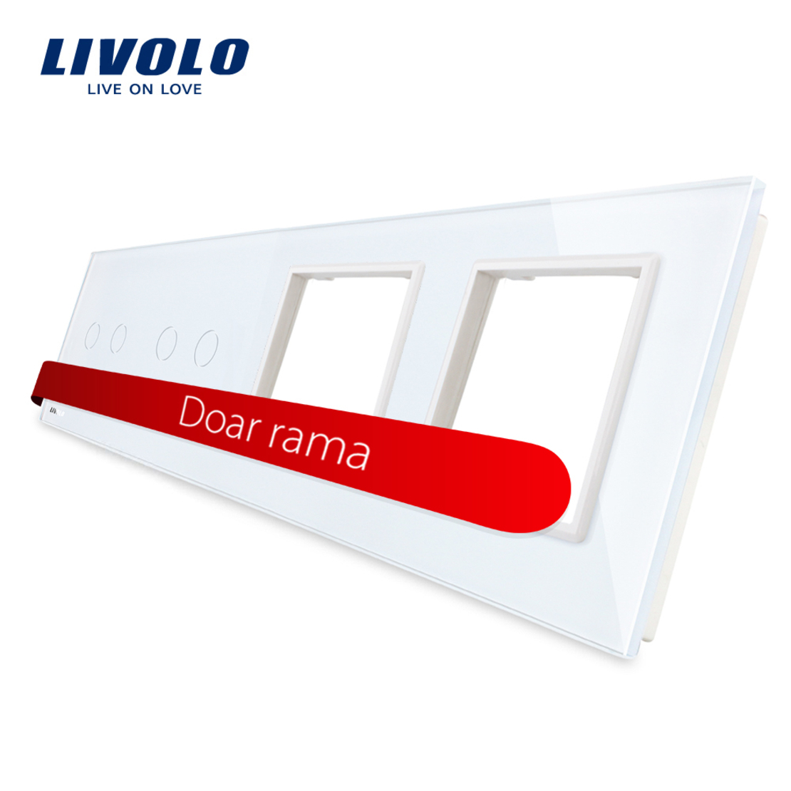 Panou 2 intrerupatoare duble cu touch si 2 prize LIVOLO din sticla, alb