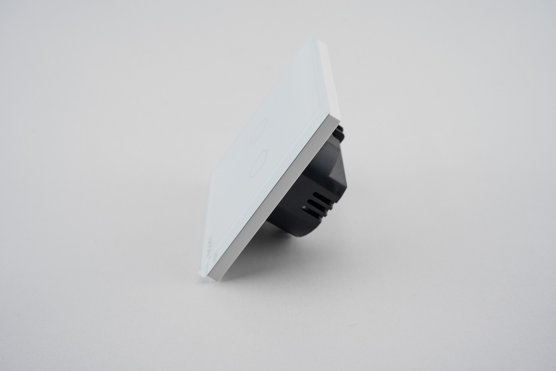 Intrerupator Dublu cu Touch din Sticla LUXION, alb