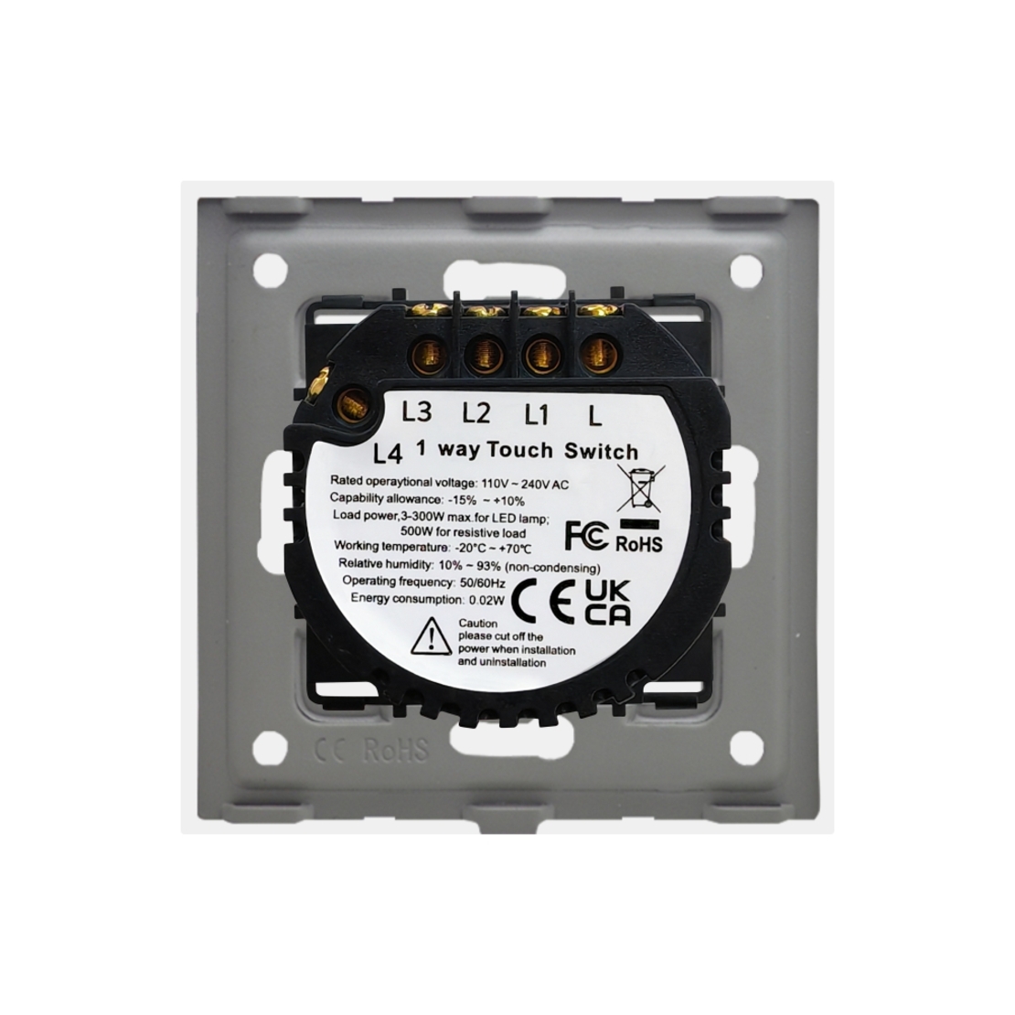 Intrerupator Cvadruplu cu Touch din Sticla LUXION, 500W, alb