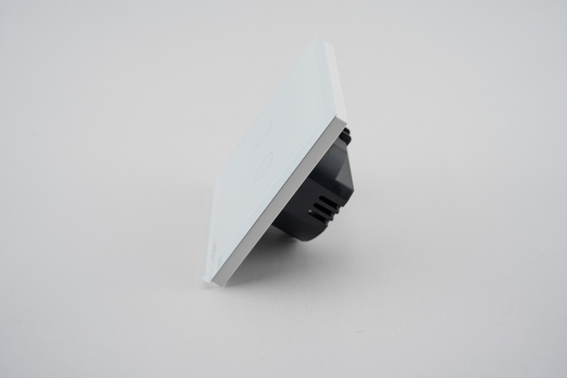 Intrerupator Dublu cu Touch din Sticla LUXION, 500W, alb