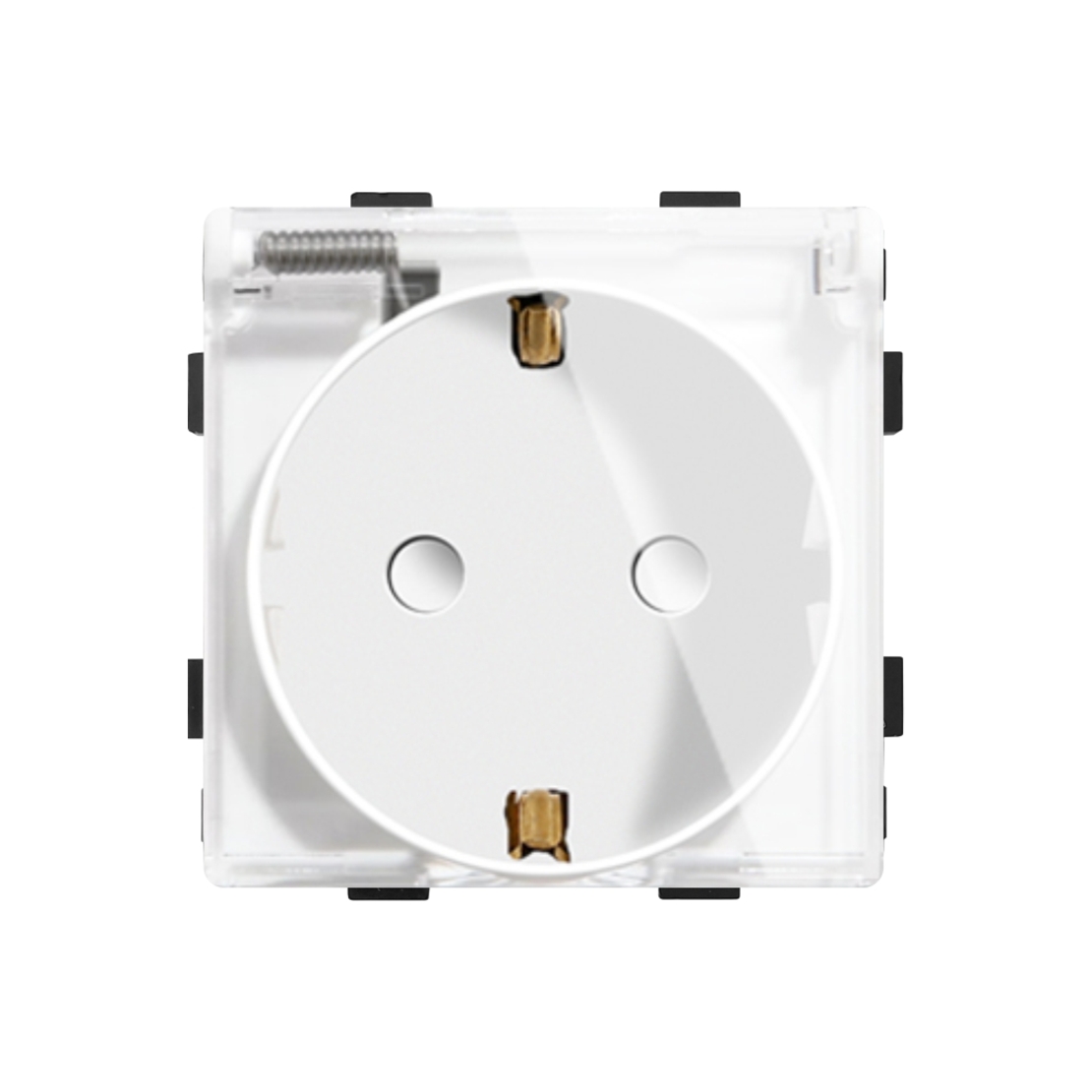 Modul Priza Simpla cu Capac Fara Rama Din Sticla LUXION, alb