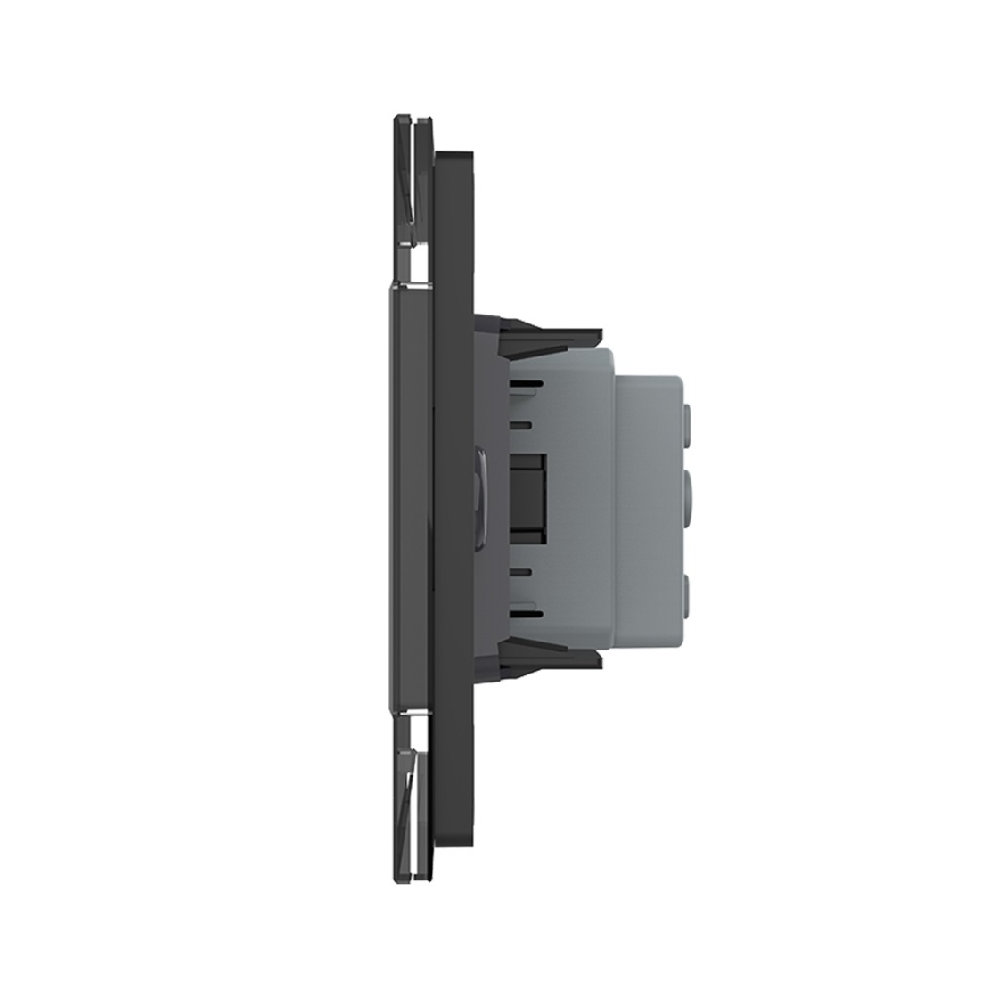 Priza simpla cu blank Livolo cu rama din sticla 3M, standard Italian, Serie noua, negru