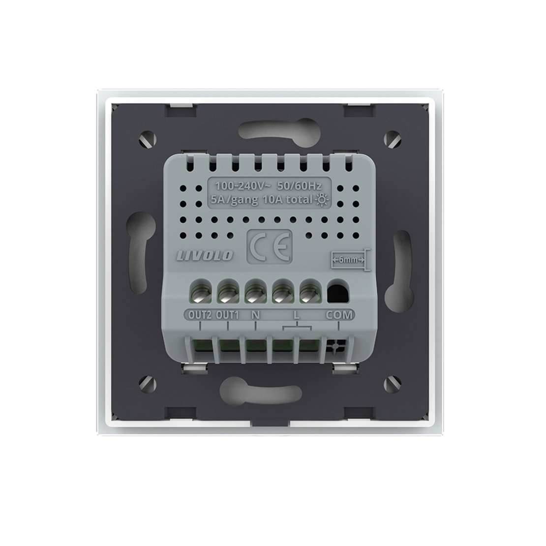 Intrerupator Dublu Wi-Fi cu Touch LIVOLO cu Rama din Sticla - Serie Noua, alb