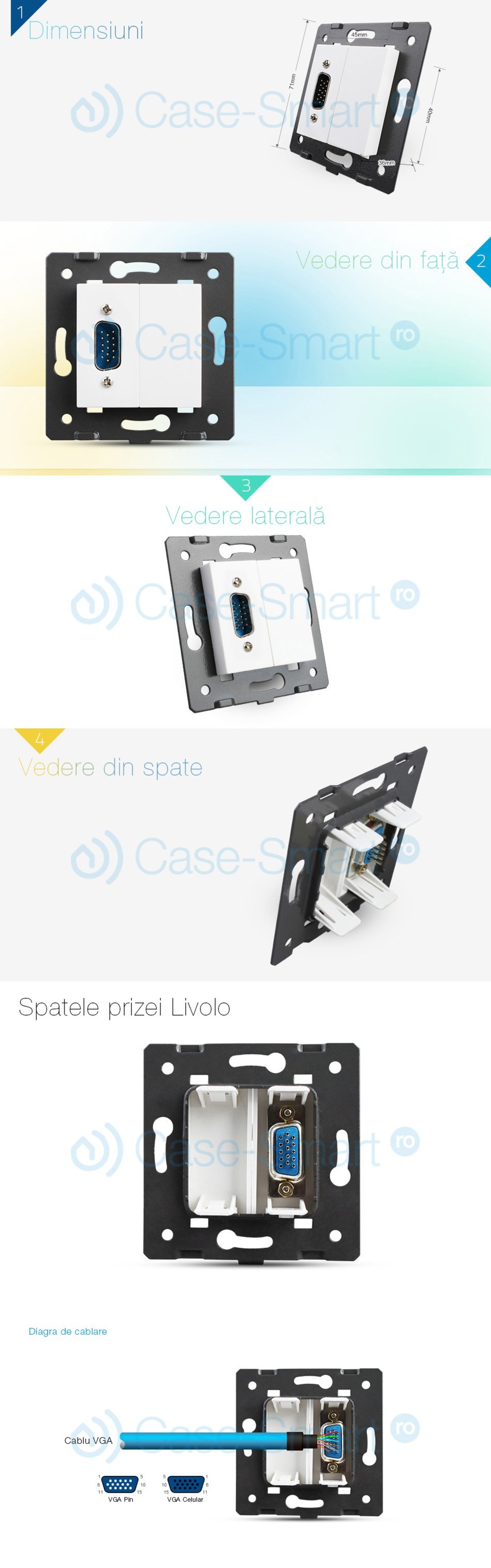 Priza cu mufa VGA mama Livolo, negru