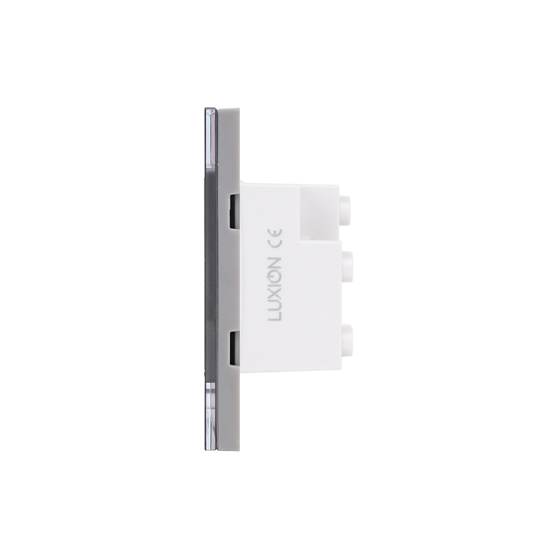 Priza Tripla cu Rama din Sticla LUXION, Standard Italian, 3M, gri