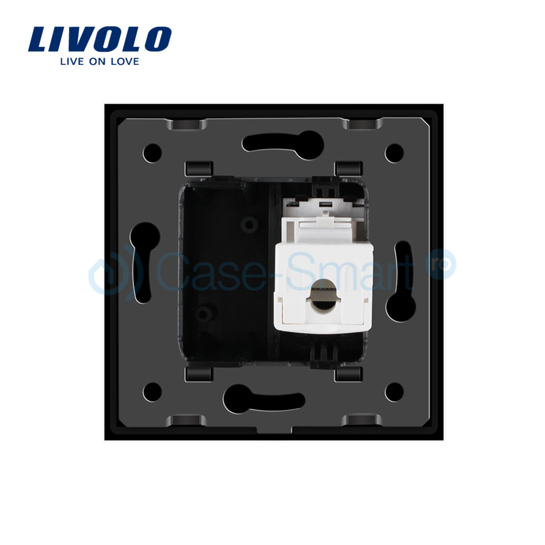 Priza internet Livolo cu rama din sticla, negru