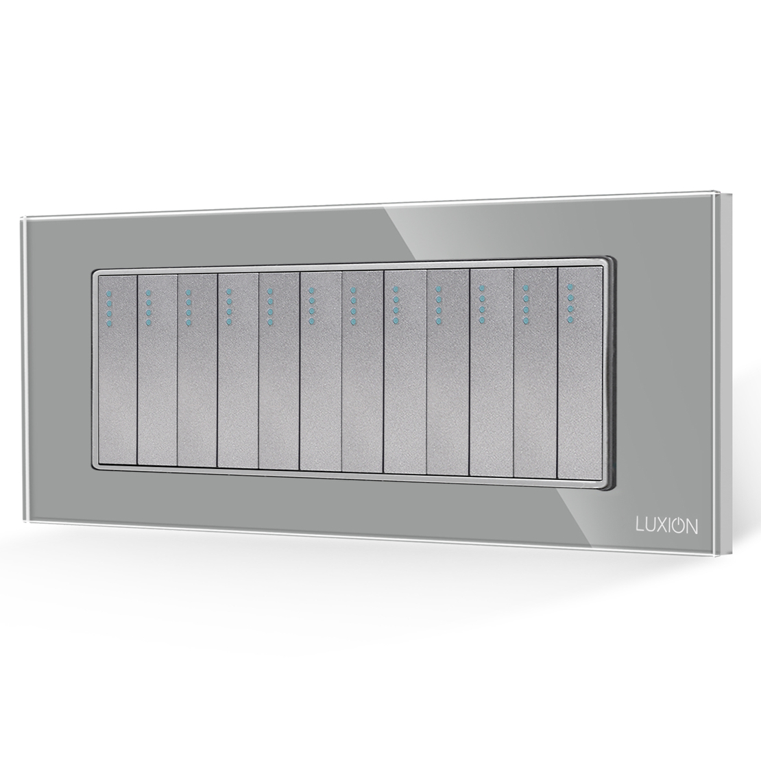 Intrerupator Mecanic 12 Posturi LUXION cu Rama din Sticla, Standard Italian, 6M, gri