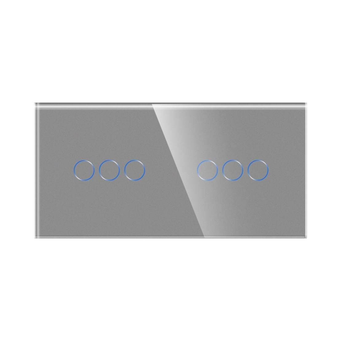 Intrerupator Triplu + Triplu cu Touch din Sticla LUXION, gri