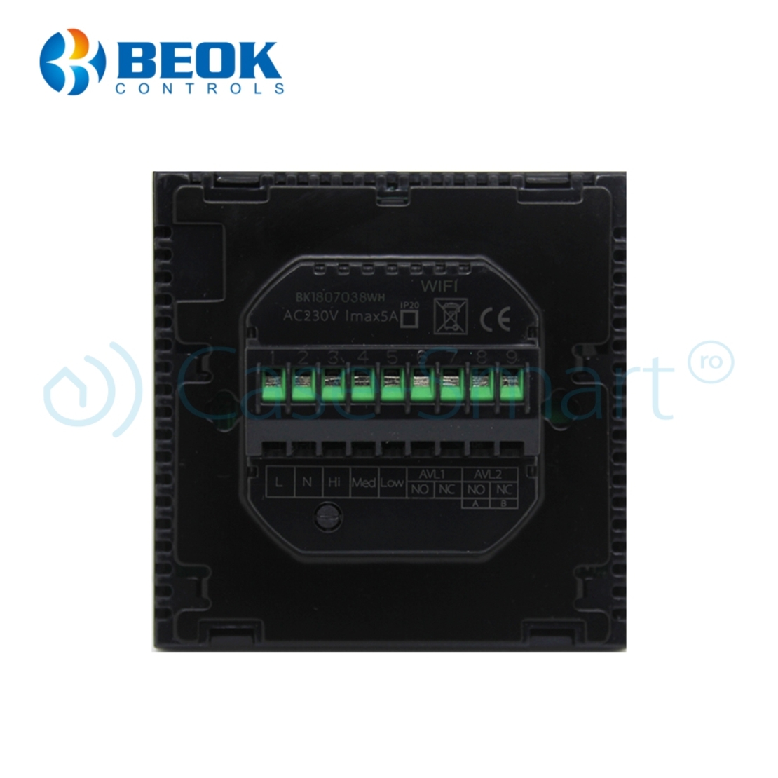 Termostat cu fir pentru aer conditionat BeOk TGT70WIFI-AC2, Aplicatia mobila Smart Life, Compatibil cu sisteme HVAC