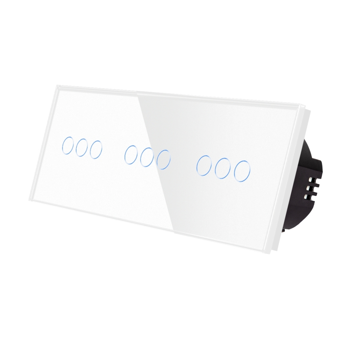 Intrerupator Triplu + Triplu + Triplu cu Touch din Sticla LUXION, alb