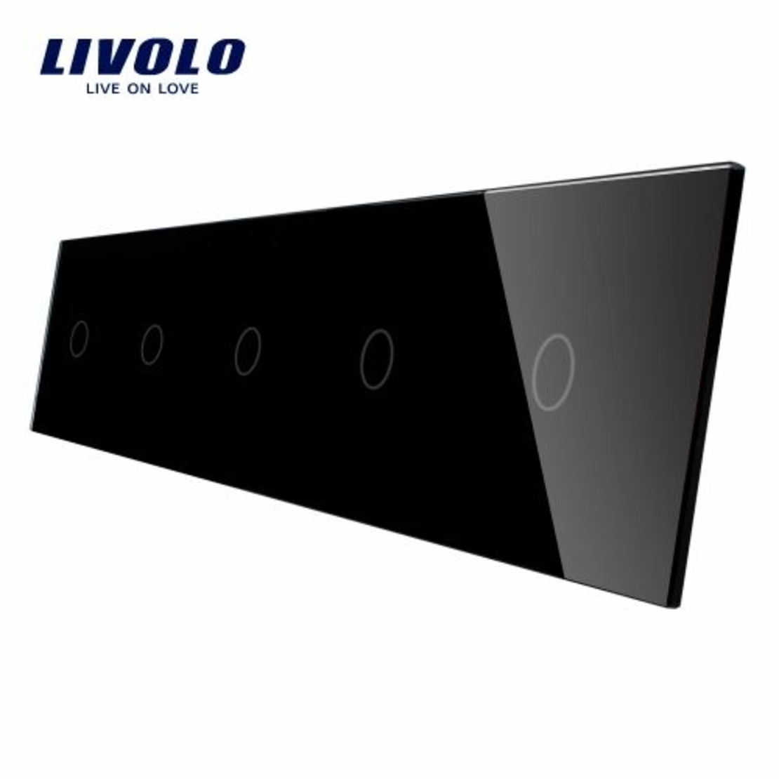 Panou 5 intrerupatoare simple cu touch Livolo din sticla, negru