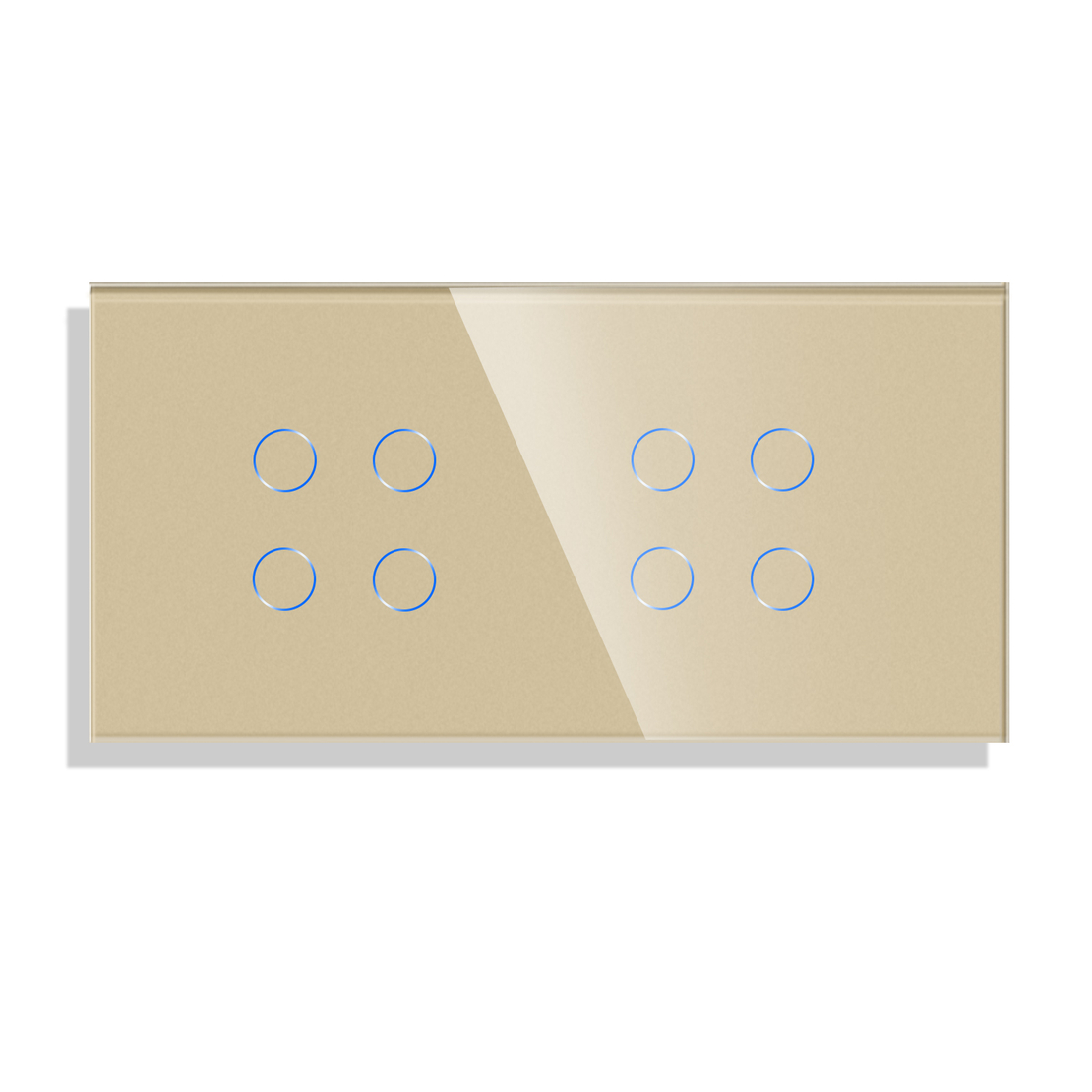 Panou Intrerupator Cvadruplu + Cvadruplu cu Touch din Sticla LUXION, auriu