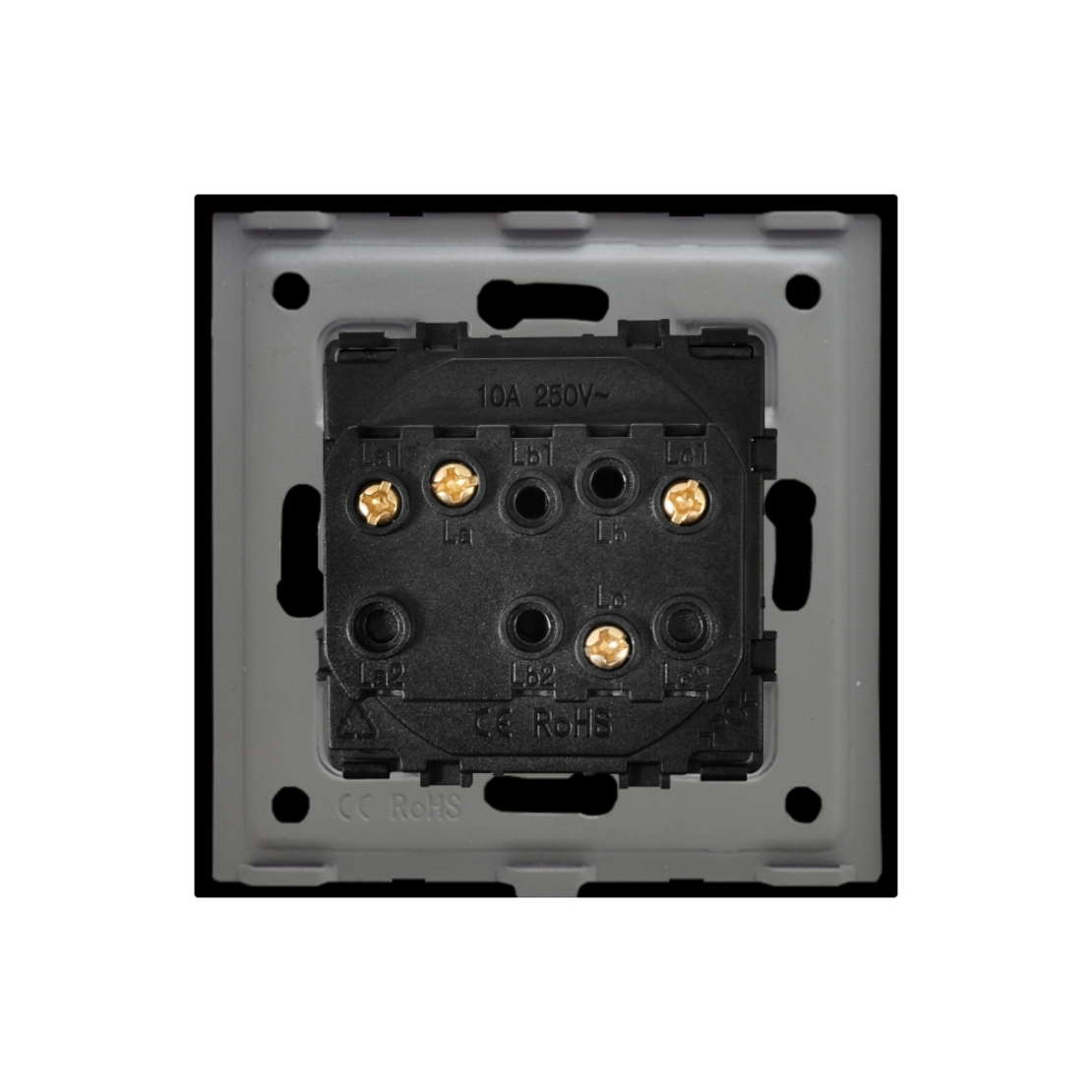 Intrerupator Dublu Mecanic cu Reset / Revenire LUXION cu Rama din Sticla, negru