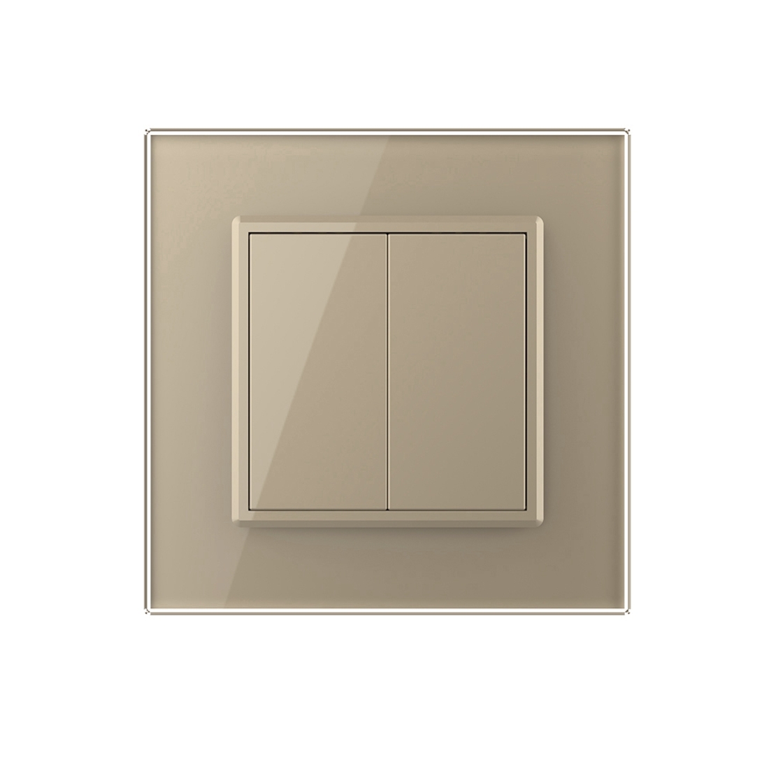 Intrerupator Dublu Mecanic Cap Cruce LIVOLO cu Rama din Sticla - Serie Noua, auriu