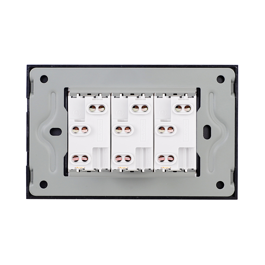 Priza Tripla cu Rama din Sticla LUXION, Standard Italian, 3M, negru