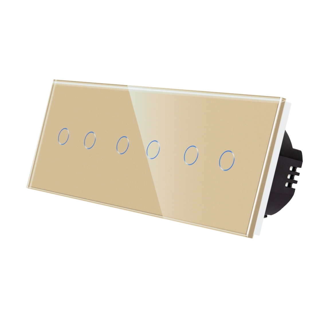 Intrerupator Dublu + Dublu + Dublu cu Touch din Sticla LUXION, auriu