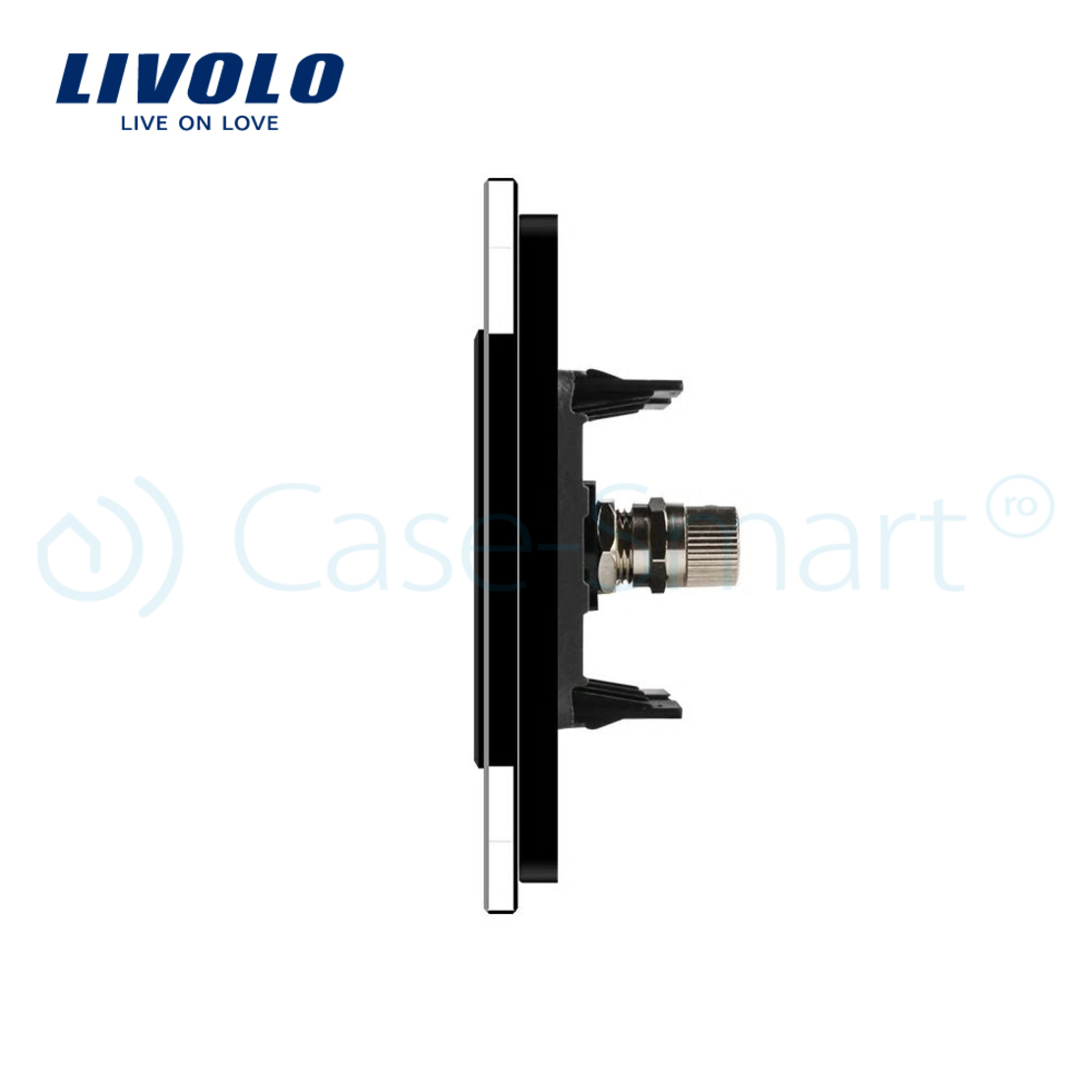 Priza dubla TV Livolo cu rama din sticla, negru