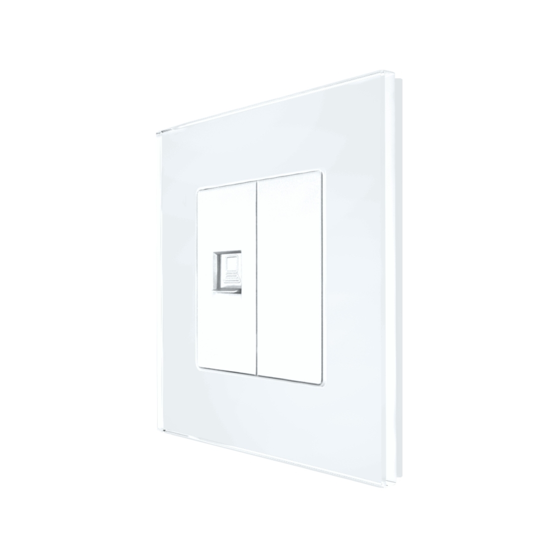 Priza Internet cu Rama din Sticla LUXION, alb