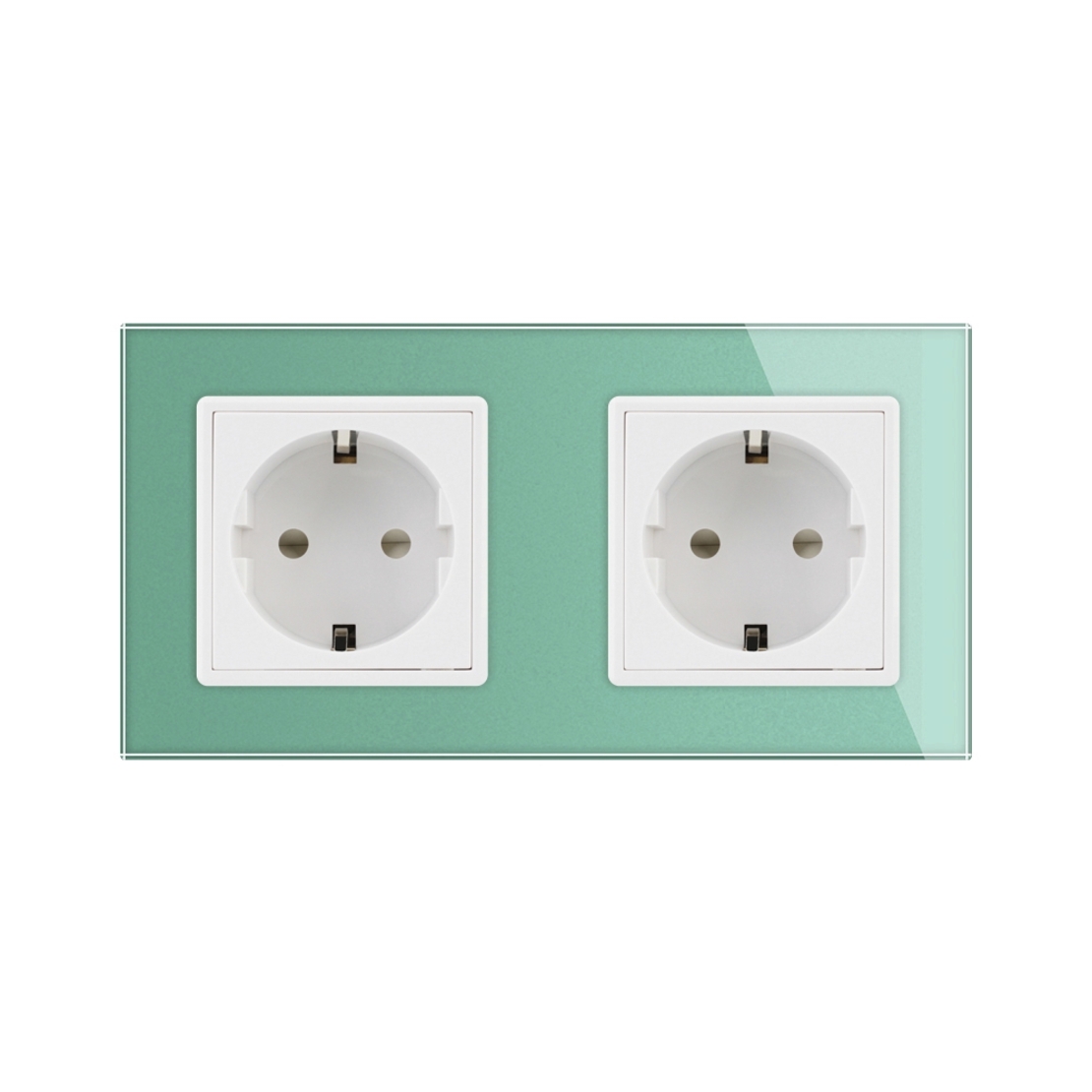 Priza dubla Livolo cu rama din sticla, verde