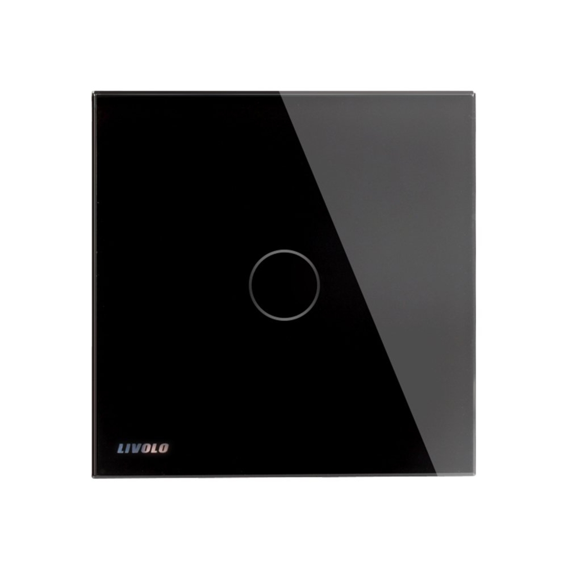 Panou intrerupator simplu cu touch Livolo din sticla, negru