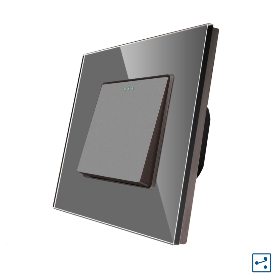 Intrerupator Simplu Cap Scara Mecanic LUXION cu Rama din Sticla, gri