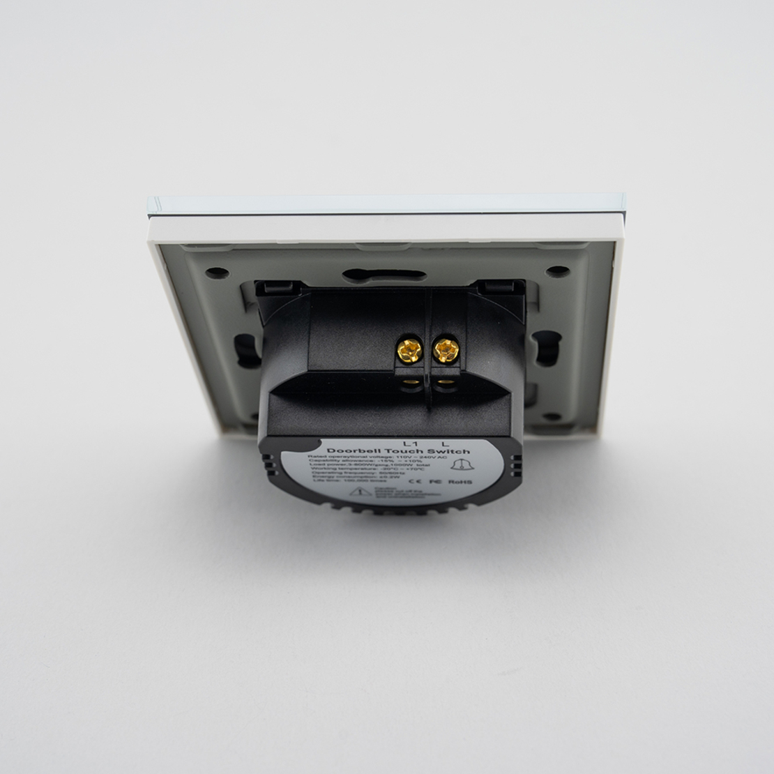 Buton Sonerie cu Touch, cu Revenire, din Sticla LUXION, alb