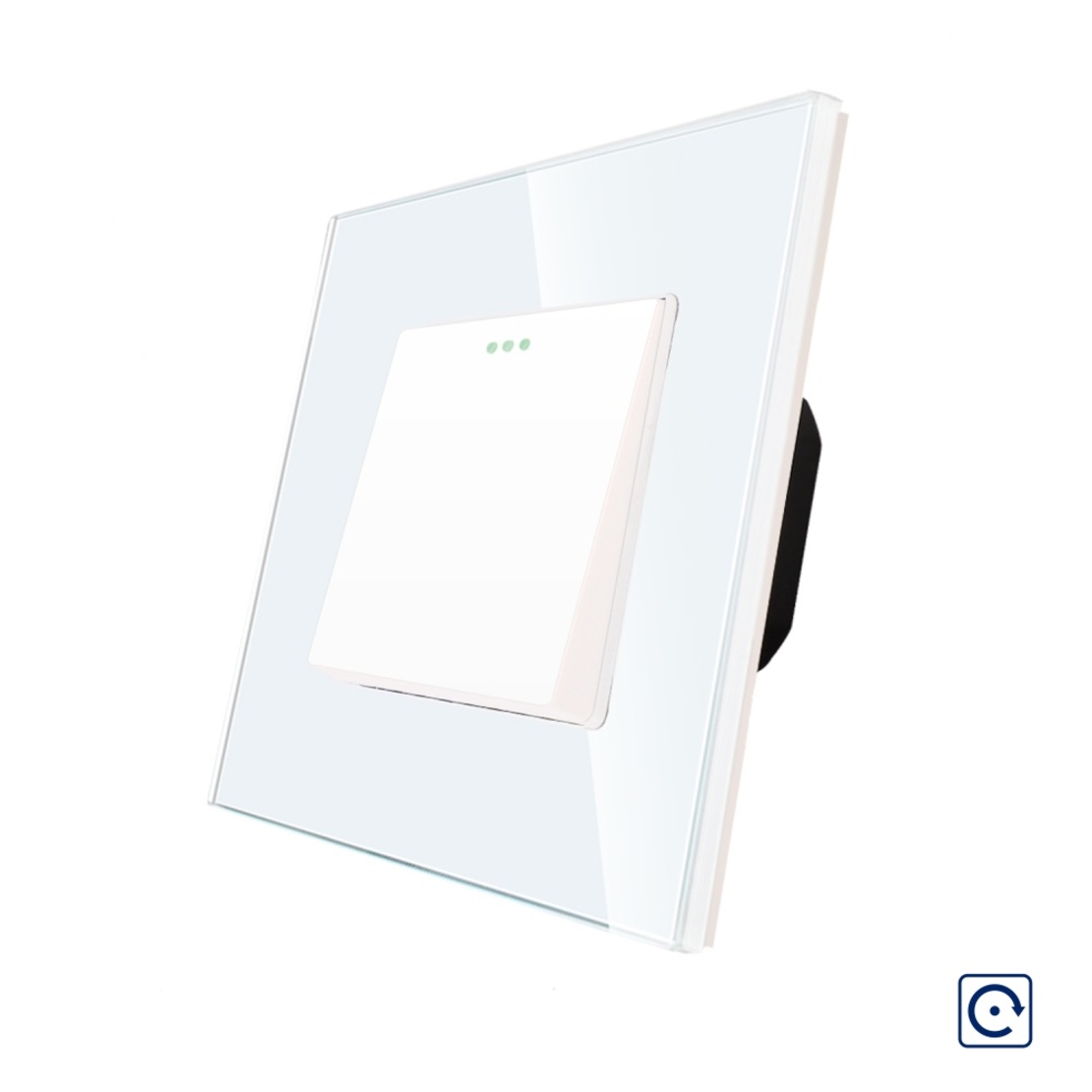 Intrerupator Simplu Mecanic cu Reset / Revenire LUXION cu Rama din Sticla, alb