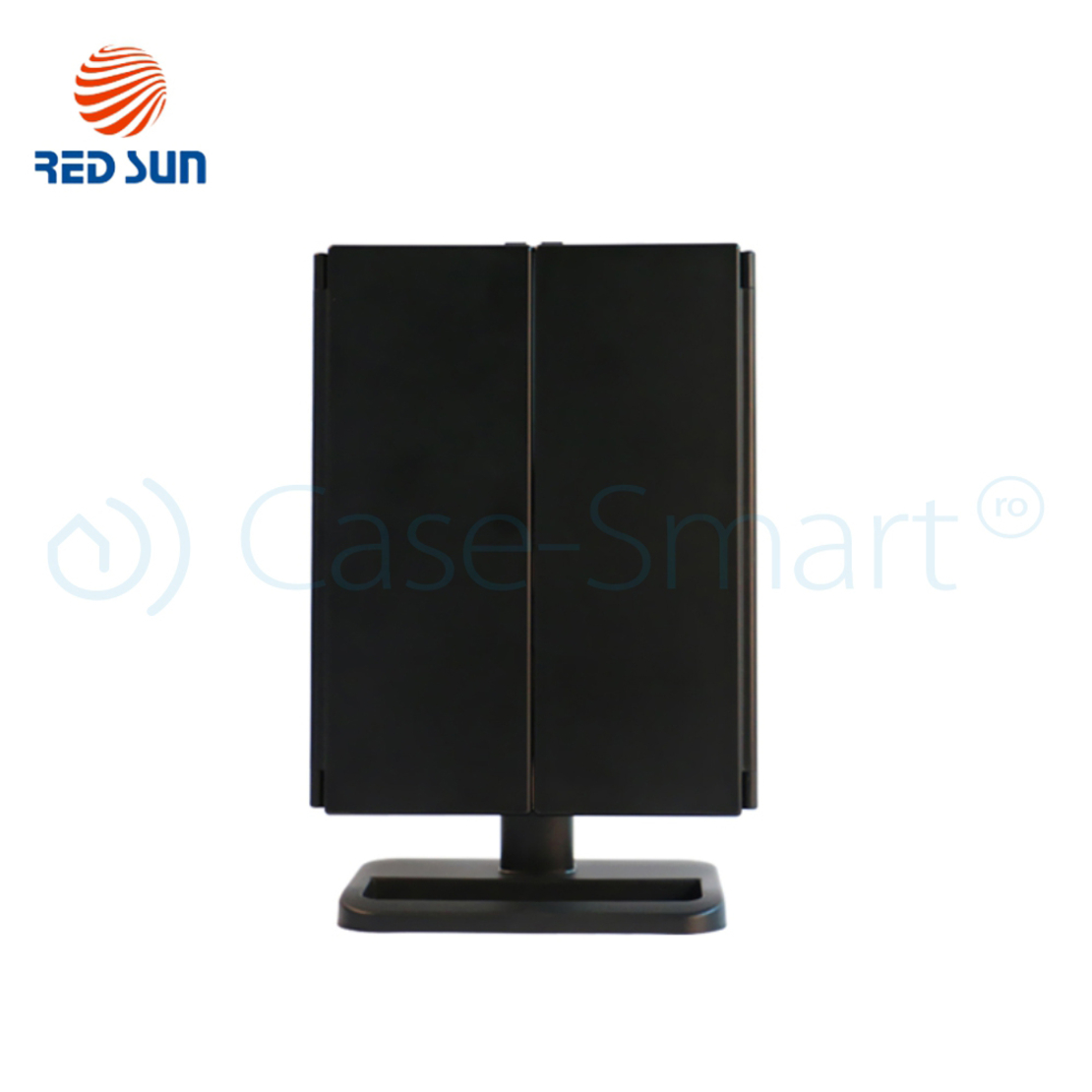 Oglinda cosmetica rotativa RedSun, Led-uri cu variator pentru make-up, negru