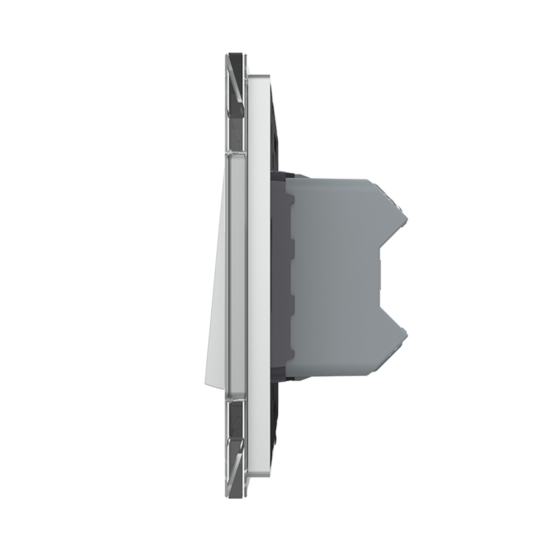 Intrerupator Dublu Mecanic Cap Cruce LIVOLO cu Rama din Sticla - Serie Noua, gri