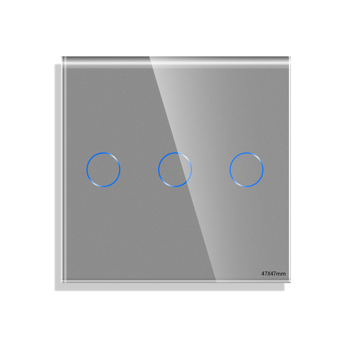 Panou Intrerupator Triplu cu Touch Mini din Sticla LUXION, gri