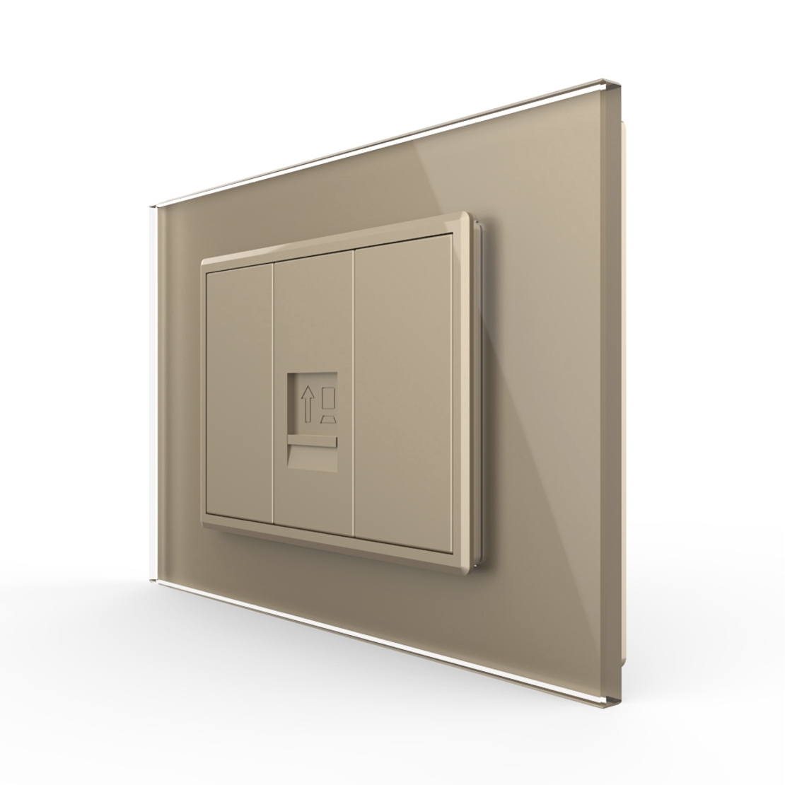 Priza internet Livolo cu rama din sticla - standard italian, auriu