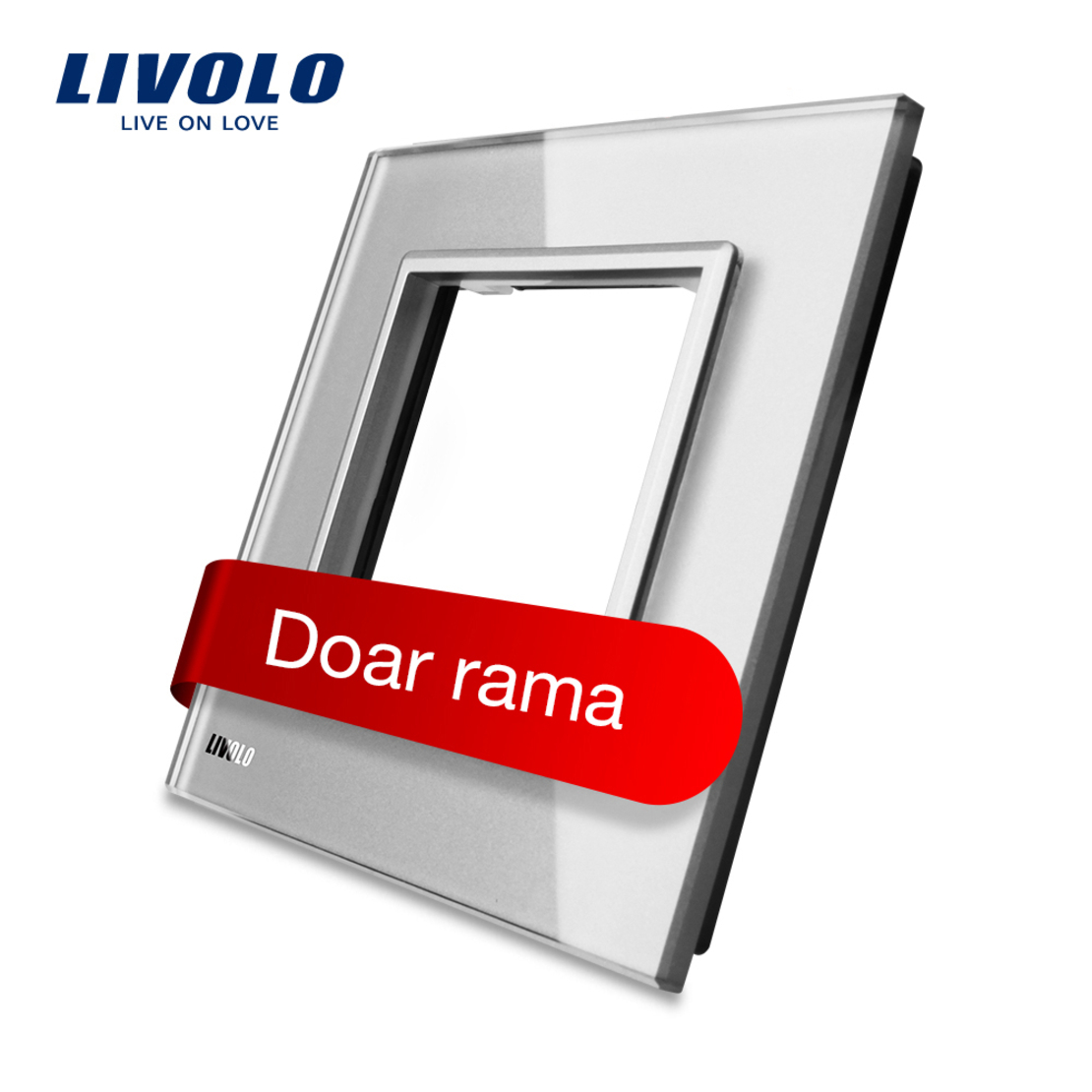 Rama priza simpla Livolo din sticla, gri