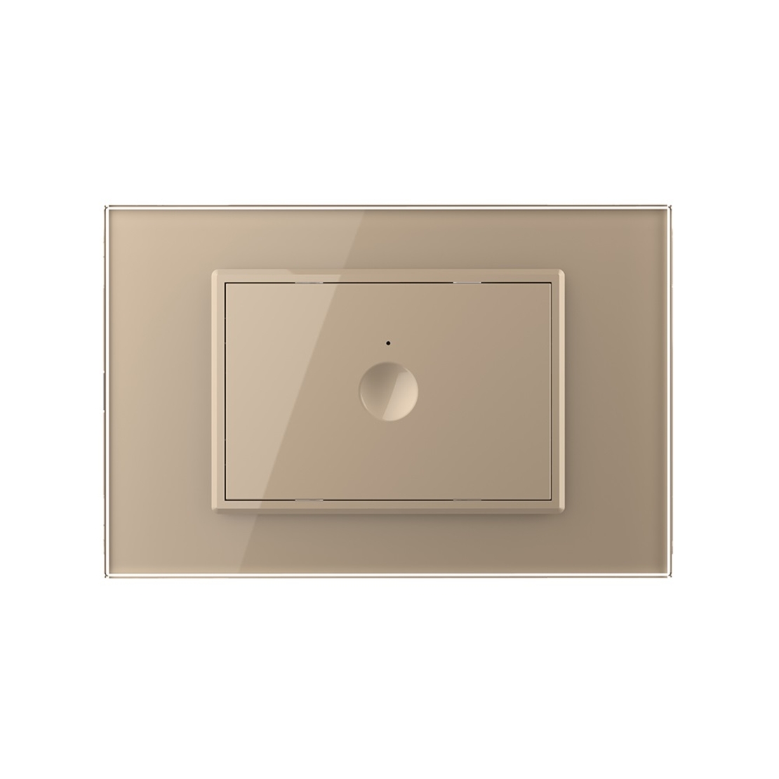 Intrerupator simplu cap scara / cap cruce wireless cu touch Livolo cu rama din sticla, standard Italian - Serie noua, auriu