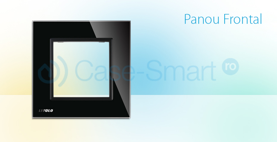 Rama priza simpla Livolo din sticla, negru