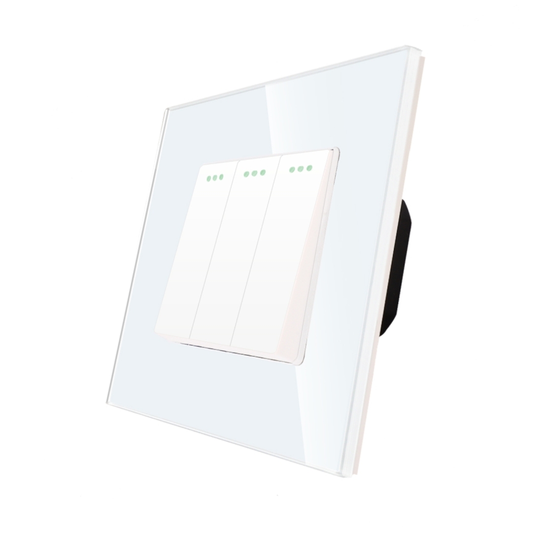 Intrerupator Triplu Mecanic LUXION cu Rama din Sticla, alb