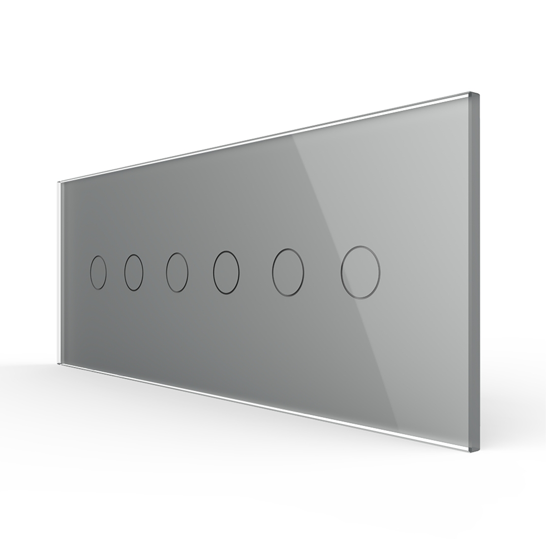 Intrerupator Dublu + Dublu + Dublu cu Touch LIVOLO cu Rama Din Sticla, Standard Italian, 6M, gri