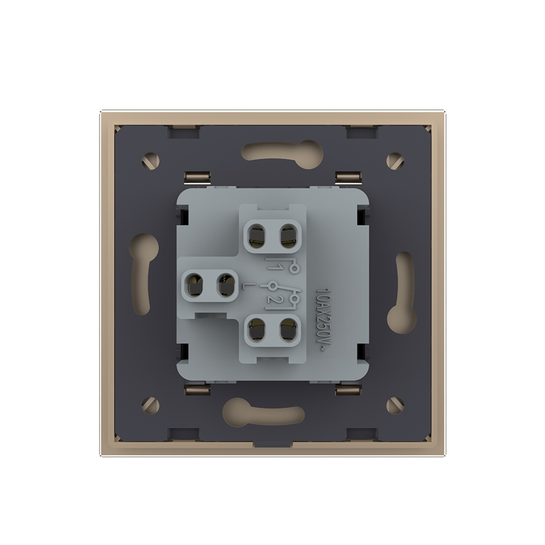 Intrerupator Simplu Mecanic si Cap Scara , 2 Module LIVOLO cu Rama din Sticla - Serie Noua, auriu