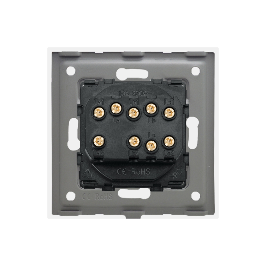 Intrerupator Triplu Cap Scara Mecanic LUXION cu Rama din Sticla, auriu