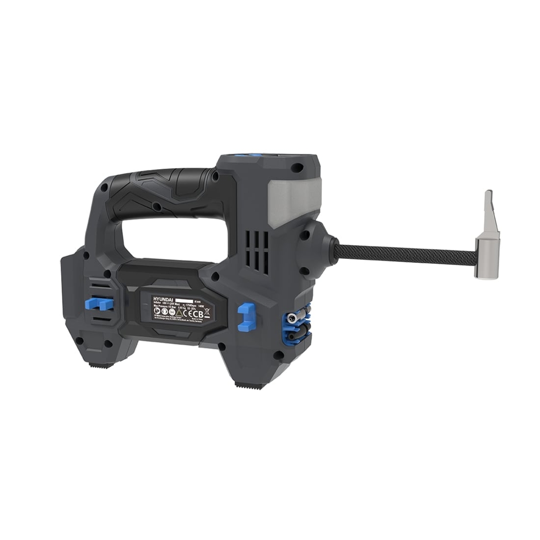 Compresor pentru umflat roti cu acumulator 20V Hyundai IF20S, 4 functii, afisaj LED, 10 bari, livrat fara acumulator si incarcator
