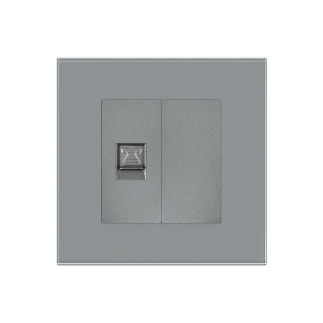 Priza Telefon + Blank cu Rama din Sticla LUXION, gri