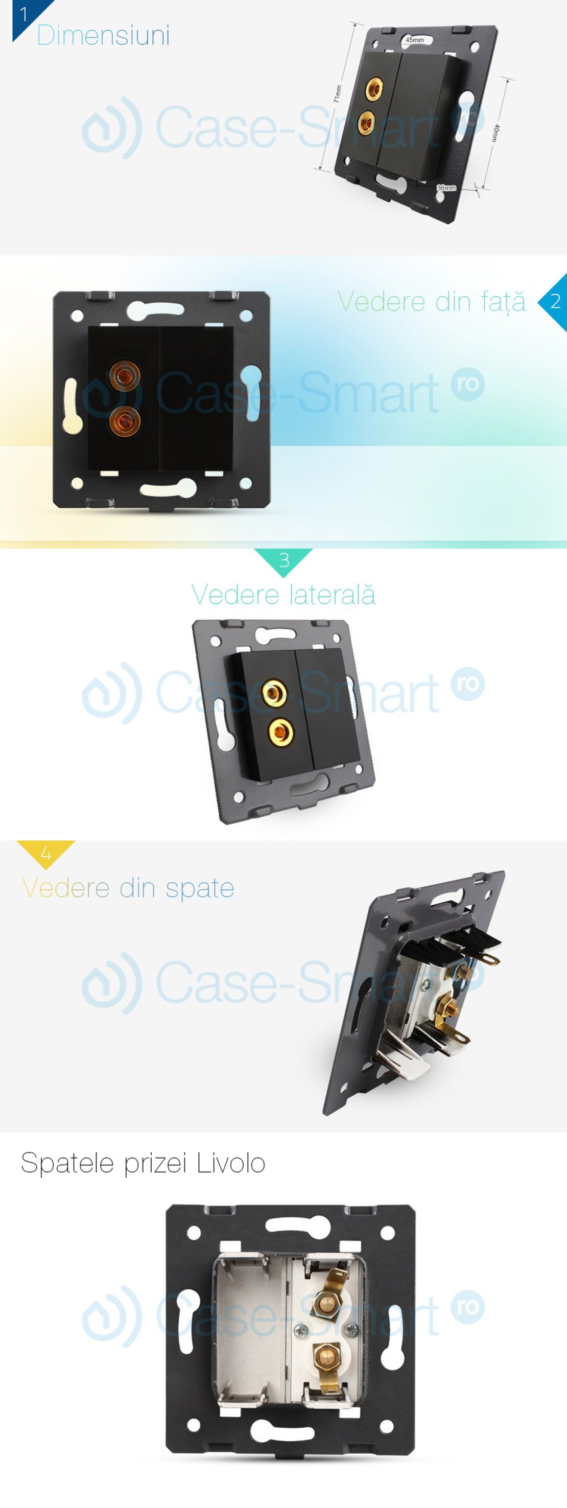 Priza cu mufa pentru redare sunet Livolo, negru