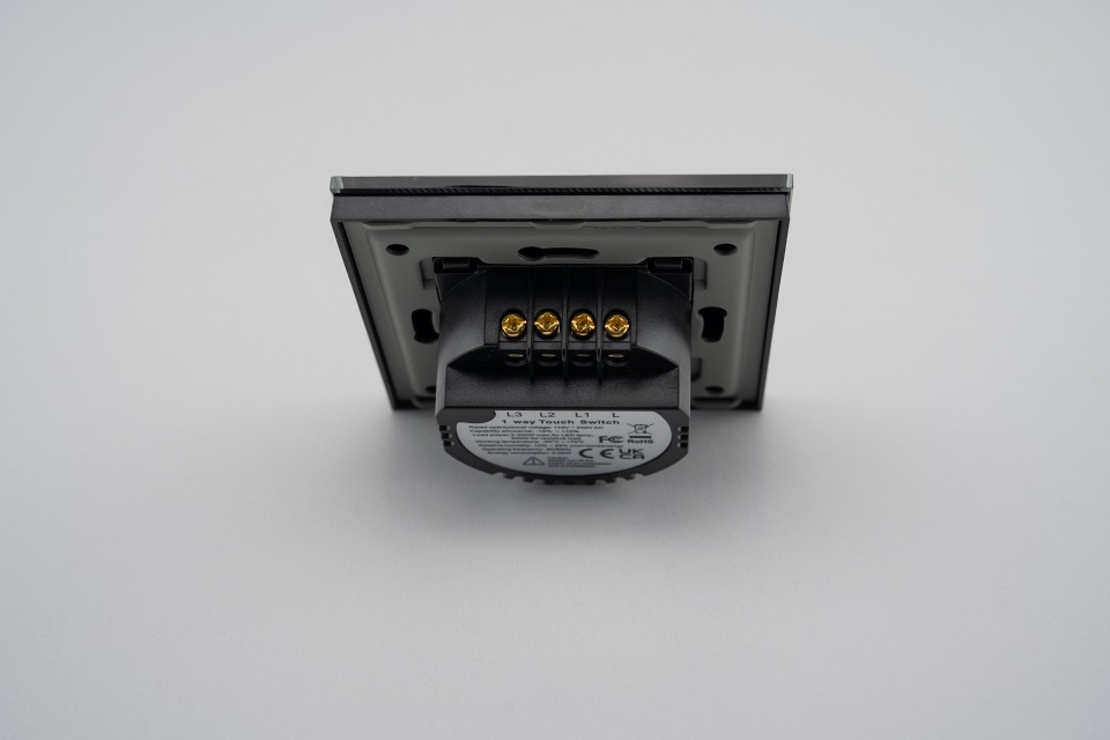 Intrerupator Triplu cu Touch din Sticla LUXION, 500W, negru