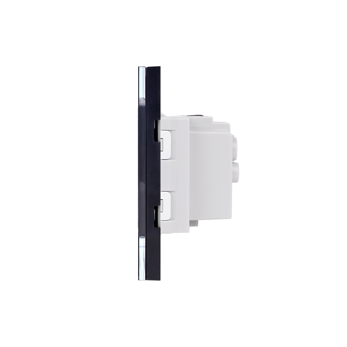 Priza Tripla cu Rama din Sticla LUXION, Standard Italian, 6M, negru