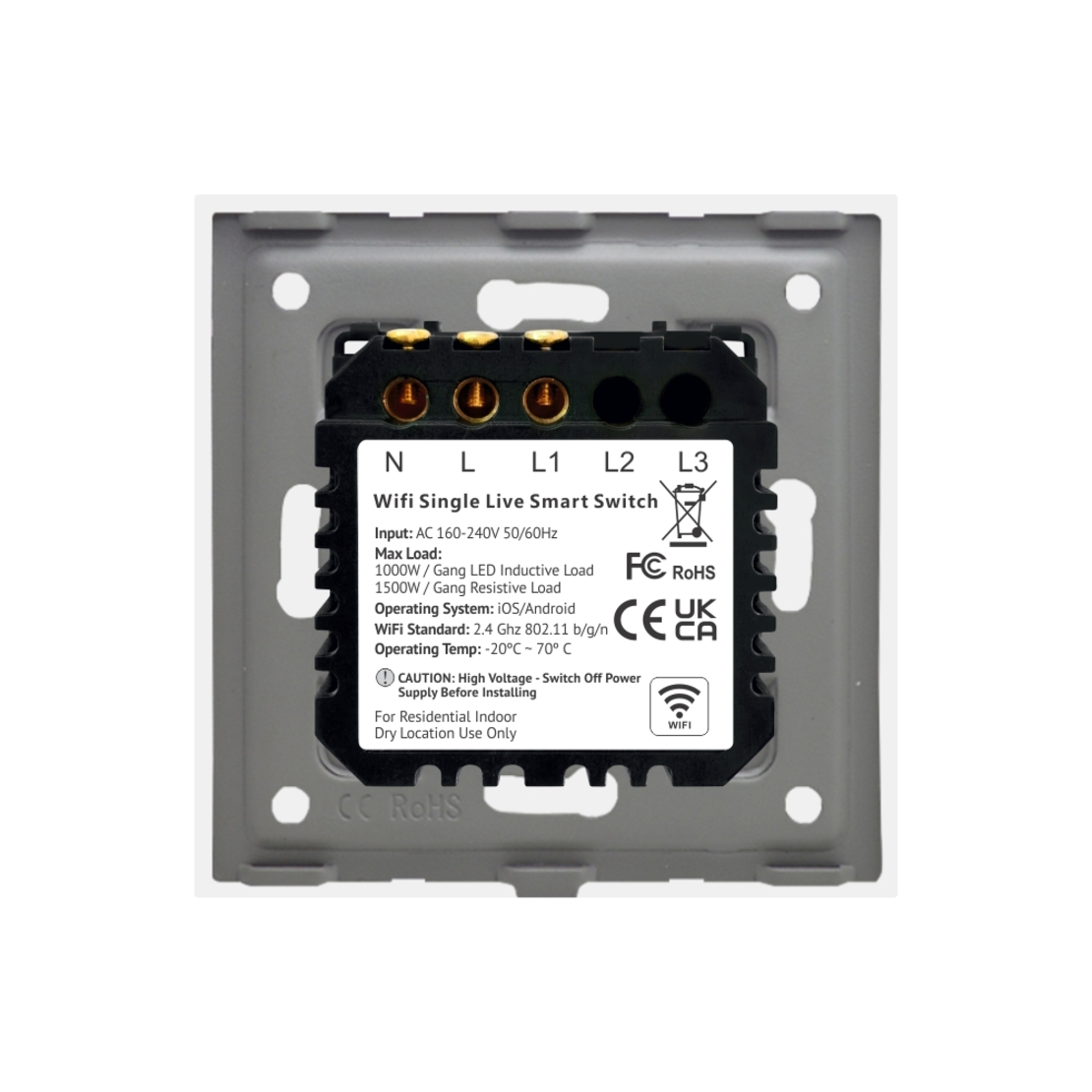 Intrerupator Simplu Wi-Fi cu Touch din Sticla LUXION, auriu