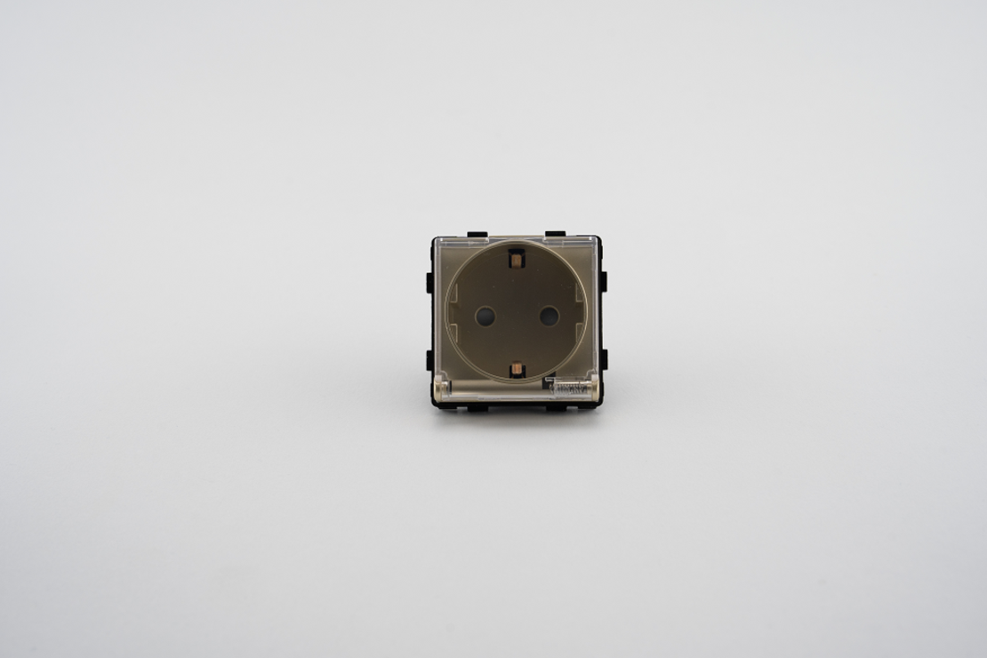 Modul Priza Simpla cu Capac Fara Rama Din Sticla LUXION, auriu