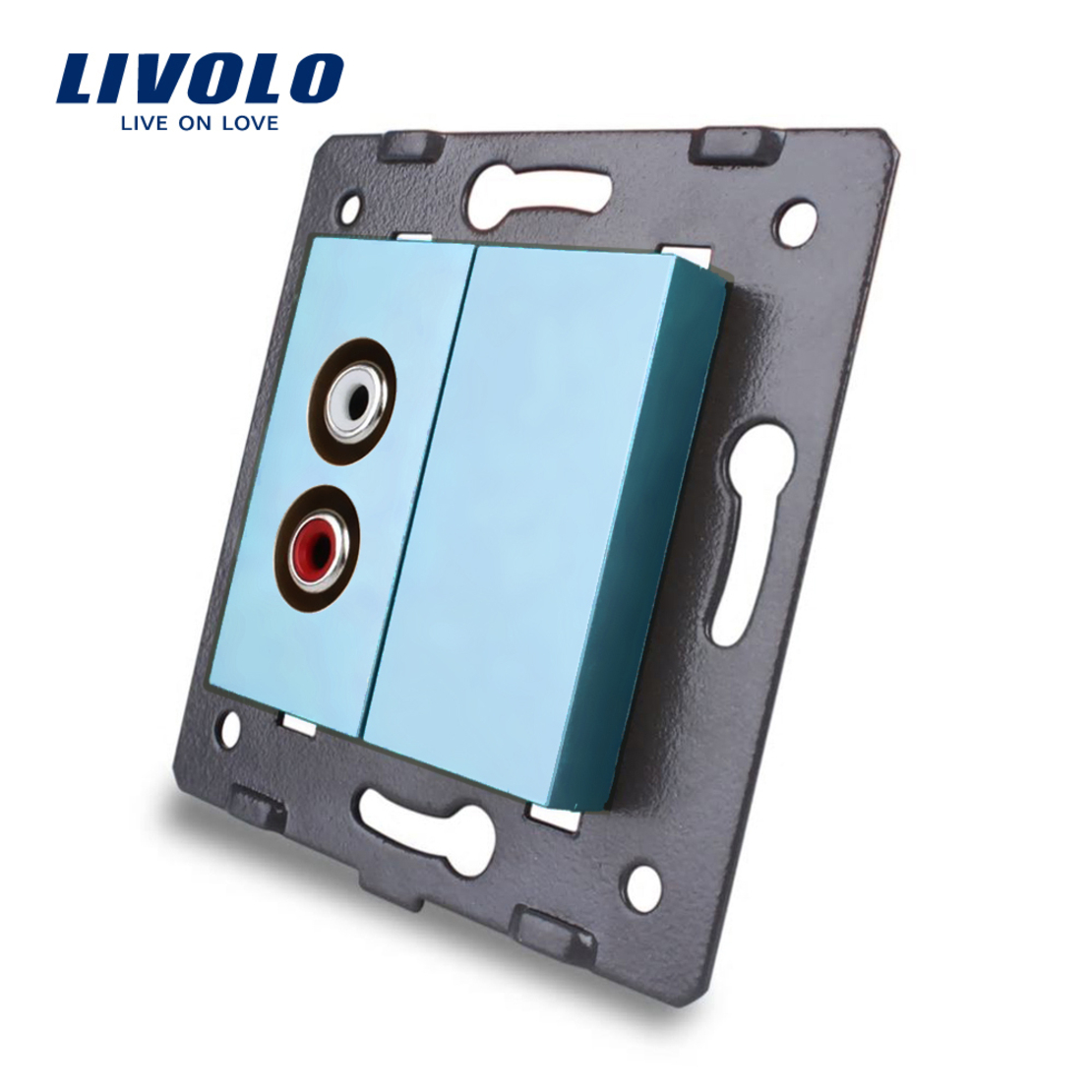 Priza audio Livolo, albastru