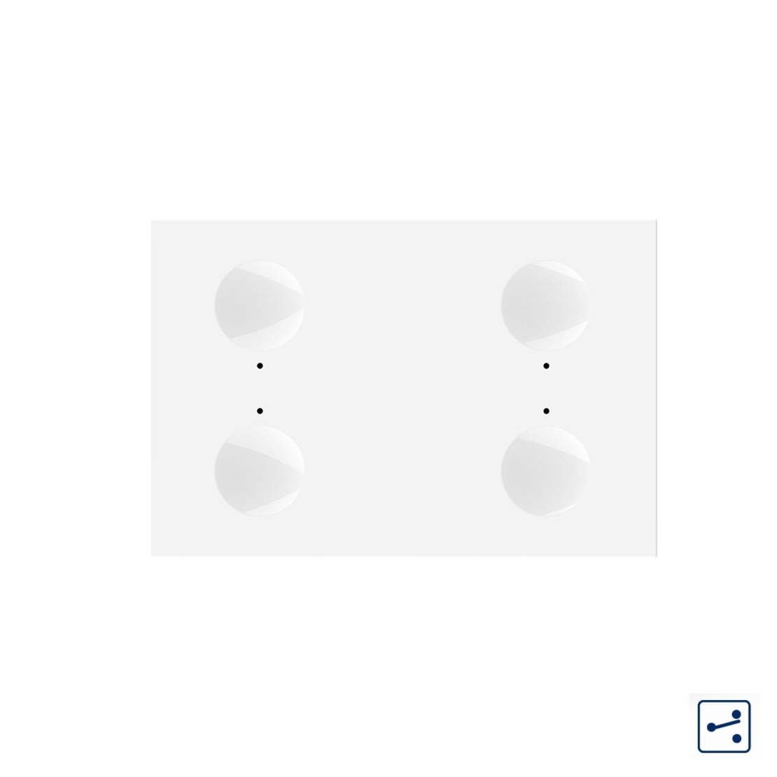 Modul intrerupator cvadruplu cap scara / cap cruce cu touch Livolo standard Italian, Serie noua, alb